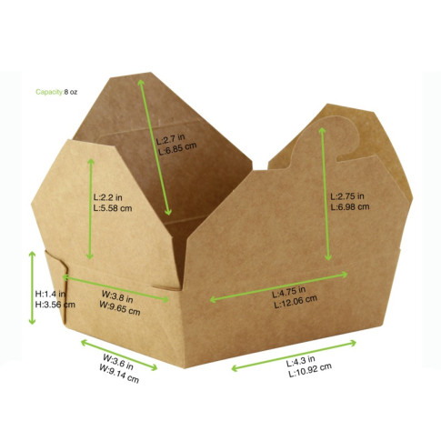 Mini lunchbox in cartone kraft con chiusura a incastro 120x97mm H38mm 410ml