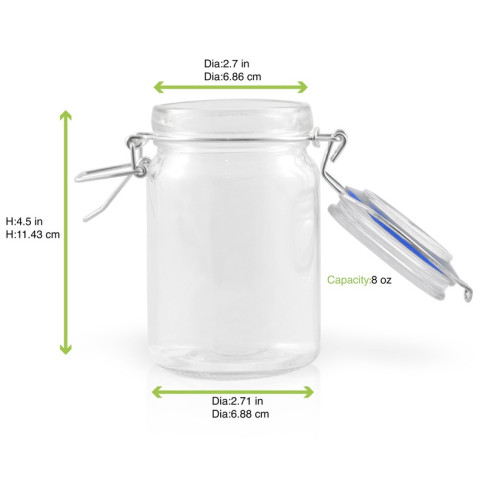 Mini barattolo in vetro con guarnizione blu scuro  H119,2mm 200ml