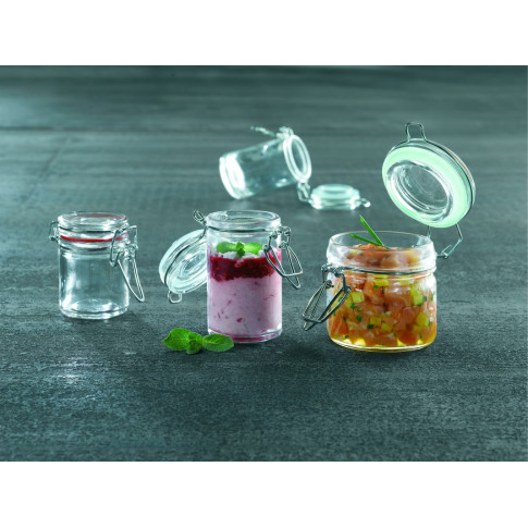Mini barattolo in vetro con guarnizione blu scuro  H119,2mm 200ml