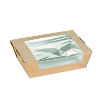 Scatola per insalata in cartone kraft con finestra 135x115mm H40mm 500ml