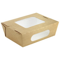 Scatola per insalata in cartone kraft, con doppia finestra 155x118mm H53mm 850ml