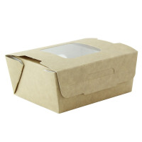 Scatola per insalata in cartone kraft con doppia finestra 98x115mm H45mm 400ml
