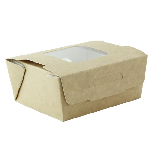 Scatola per insalata in cartone kraft con doppia finestra 98x115mm H45mm 400ml