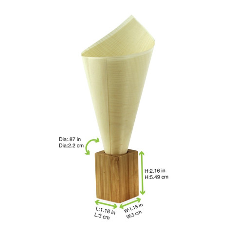 Supporto in bambù individuale per stecchini e coni 30x30mm H55mm