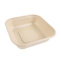 Vaschetta in polpa di canna da zucchero scura con lamina in PLA 163x163mm H40mm 800ml
