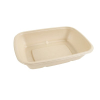 Vaschetta in polpa di canna da zucchero scura con lamina in PLA 214x157mm H46mm 1000ml