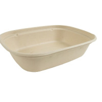 Vaschetta in polpa di canna da zucchero scura con lamina in PLA 220x170mm H53mm 850ml