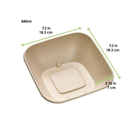 Ciotola in polpa di canna da zucchero scura 183x183mm H70mm 840ml