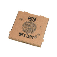 Scatola da pizza in cartone kraft con decorazione "Hot and Tasty" 310x310mm H40mm