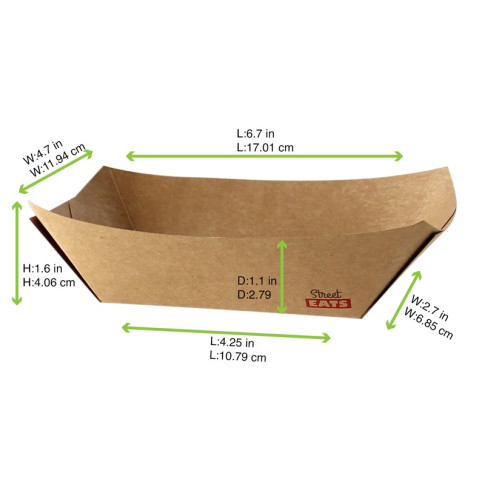 Barchetta in cartone kraft laminato in PE antiunto 170x120mm H42mm 350ml