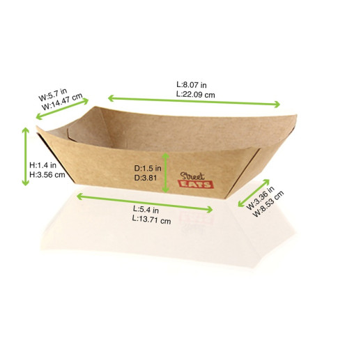 Barchetta in cartone kraft laminato in PE antiunto 215x160mm H52mm 800ml