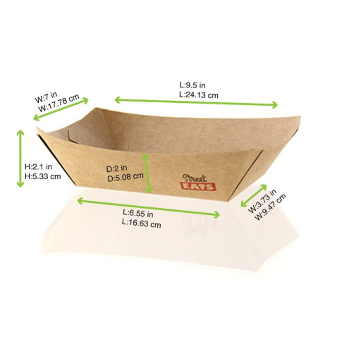 Barchetta in cartone kraft laminato in PE antiunto 245x165mm H50mm 1200ml