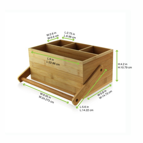 Porta posate in bamboo a 4 compartimenti 226x148mm H107mm