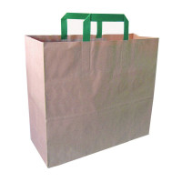 Shopper in carta kraft e manici verdi 320x170mm H340mm