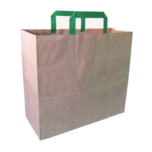 Shopper in carta kraft e manici verdi 320x170mm H340mm
