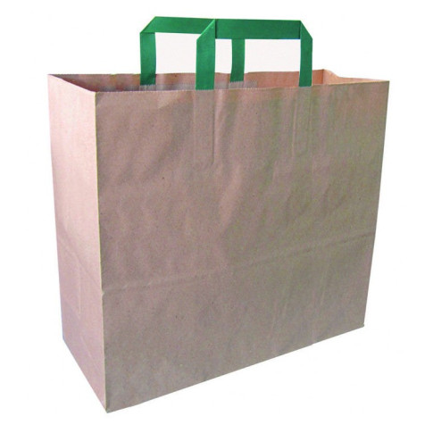 Shopper in carta kraft e manici verdi 320x170mm H340mm