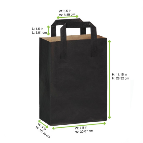 Piccola shopper riciclato in carta nera 180x85mm H230mm