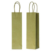 Shopper porta bottiglia in carta kraft e manici sottili corda 390x80mm H140mm