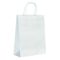 Shopper in carta bianca e manici sottili corda 220x100mm H290mm