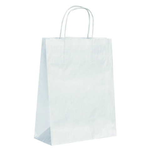 Shopper in carta bianca e manici sottili corda 220x100mm H290mm