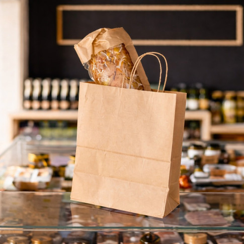 Shopper in carta kraft e manici sottili corda 220x100mm H290mm