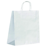 Shopper in carta bianca e manici sottili corda 270x130mm H320mm