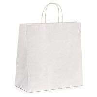 Shopper in carta bianca e manici sottili corda 280x120mm H310mm