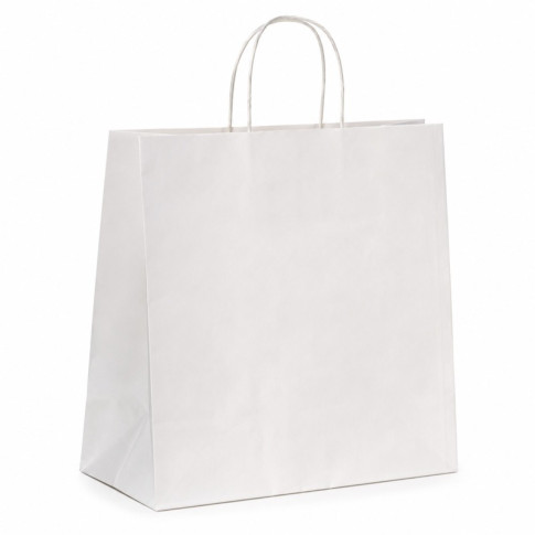 Shopper in carta bianca e manici sottili corda 280x120mm H310mm