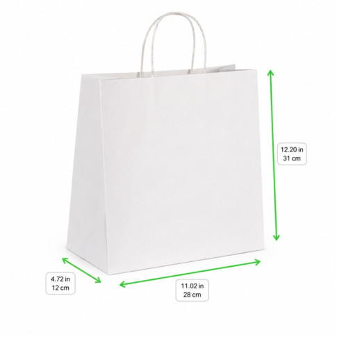 Shopper in carta bianca e manici sottili corda 280x120mm H310mm