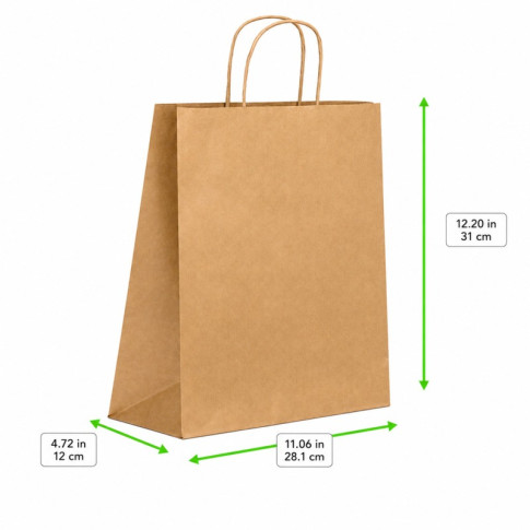Shopper in carta kraft e manici sottili corda 281x120mm H310mm