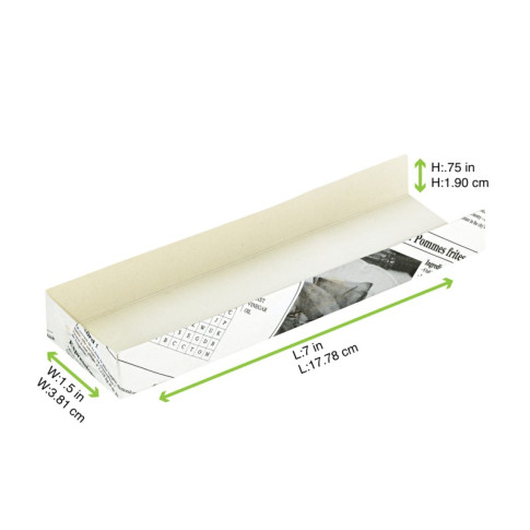 Supporto per hot dog in cartone, decorazione stampa di giornale 180x40mm H19mm