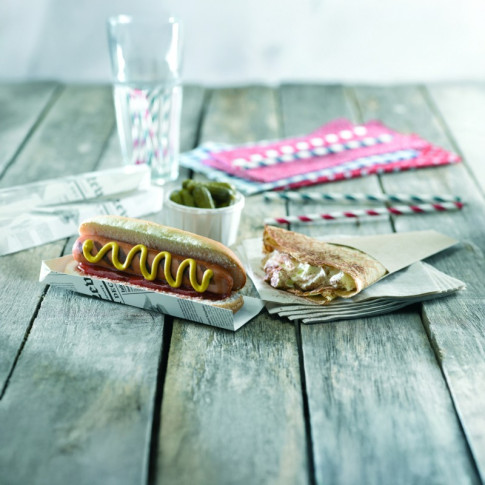 Supporto per hot dog in cartone, decorazione stampa di giornale 180x40mm H19mm
