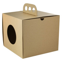Scatola da asporto "Coup de poing" in cartone scuro kraft 176x176mm H150mm