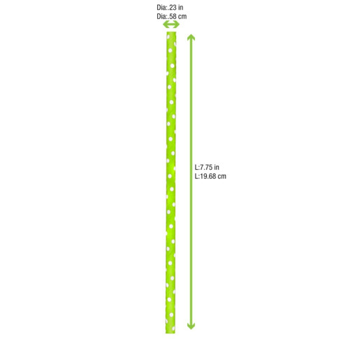 Cannuccia in carta verde lime, decorazione pois   H197mm