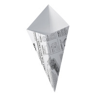 Cono in cartone laminato in PE antiunto, decorazione stampa di giornale 160x130mm  250ml