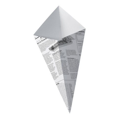 Cono in cartone laminato in PE antiunto, decorazione stampa di giornale 175x145mm  325ml