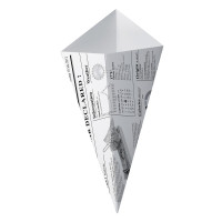 Cono in cartone laminato in PE antiunto, decorazione stampa di giornale 195x160mm  430ml