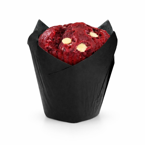Pirottino da forno a forma di tulipano in carta nera siliconata  H60mm