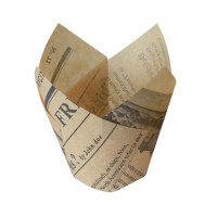 Pirottino da cottura forma tulipano marrone stampa newspaper  H90mm