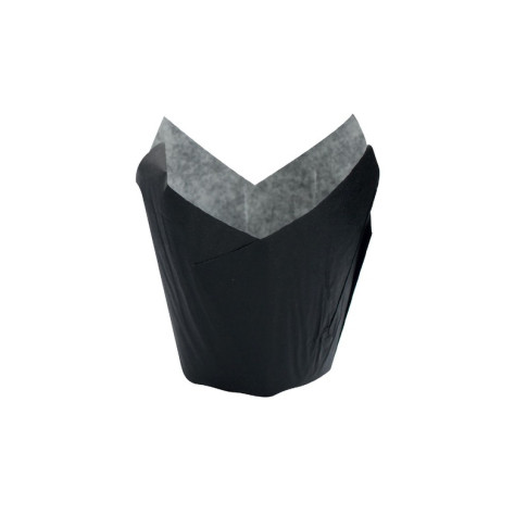 Pirottino da forno a forma di tulipano in carta nera siliconata  H90mm