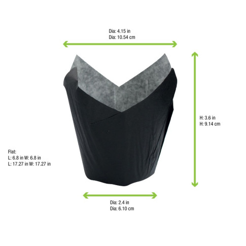Pirottino da forno a forma di tulipano in carta nera siliconata  H90mm