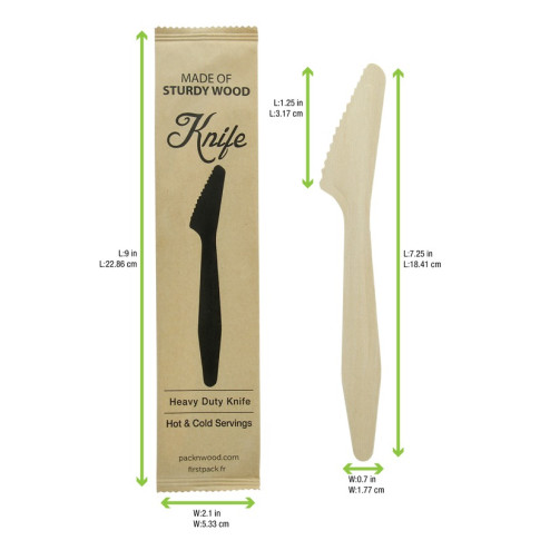 Coltello in legno "Hercules" involucro kraft  H185mm