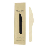 Coltello in legno confezionato singolarmente in carta kraft  H165mm