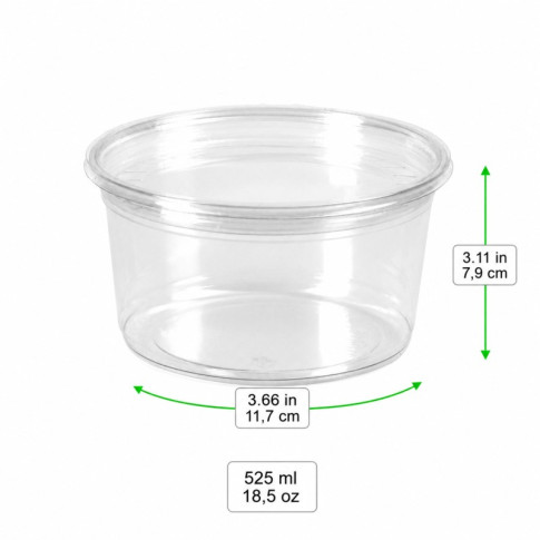 Contenitore "Deli" tondo in PET trasparente  H79mm 525ml