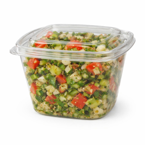 Contenitore deli quadrato trasparente con coperchio 128x128mm H85mm 500ml