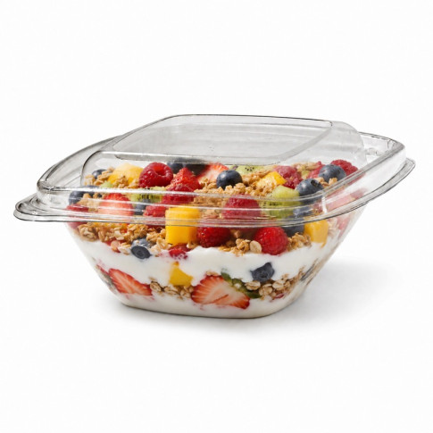 Contenitore deli quadrato trasparente con coperchio 128x128mm H55mm 250ml