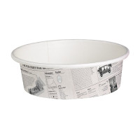 Contenitore "Deli" tondo in cartone, decorazione stampa di giornale  H54mm 360ml