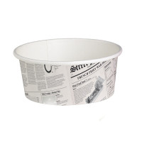 Contenitore "Deli" tondo in cartone, decorazione stampa di giornale  H72mm 480ml