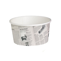 Contenitore "Deli" tondo in cartone, decorazione stampa di giornale  H87mm 600ml