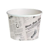 Contenitore "Deli" tondo in cartone, decorazione stampa di giornale  H99mm 650ml